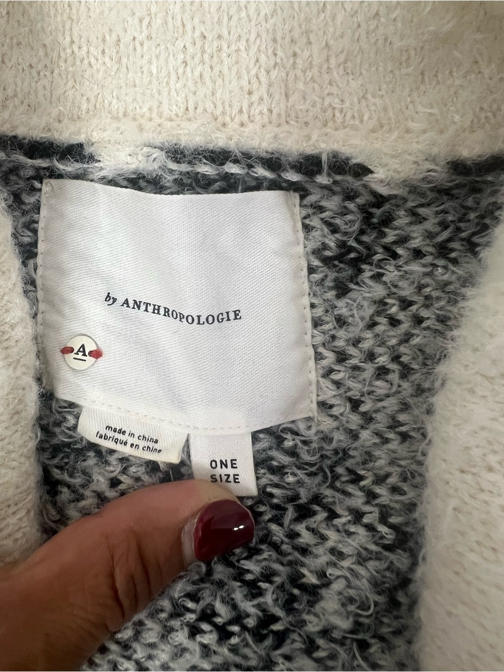 Anthropologie Cream and Black Floral Knit Open-Front Cardigan one size - Picture 7 of 9